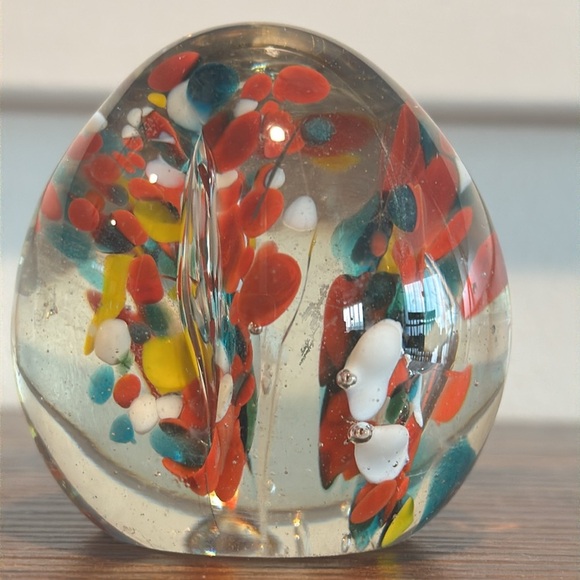 Vintage Egg Glass Paperweight Blow Glass Art Retro Red Gift - Picture 3 of 7